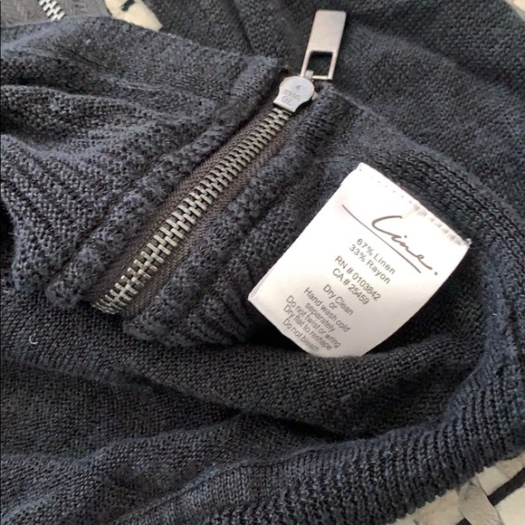 LINE LINEN SIDE ZIP SWEATER BLACK. SIZE SMALL - Picture 5 of 7